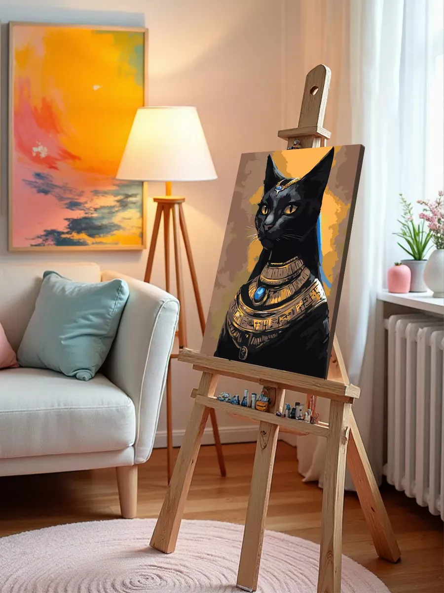 Картина по номерам «Египет: черная кошка, богиня Бастет» — картинка 10