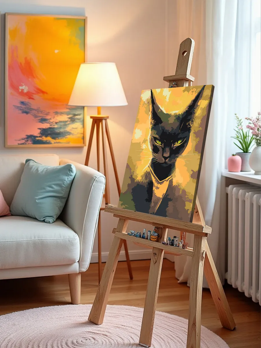 Картина по номерам «Египет: черная кошка, богиня Бастет» — картинка 10