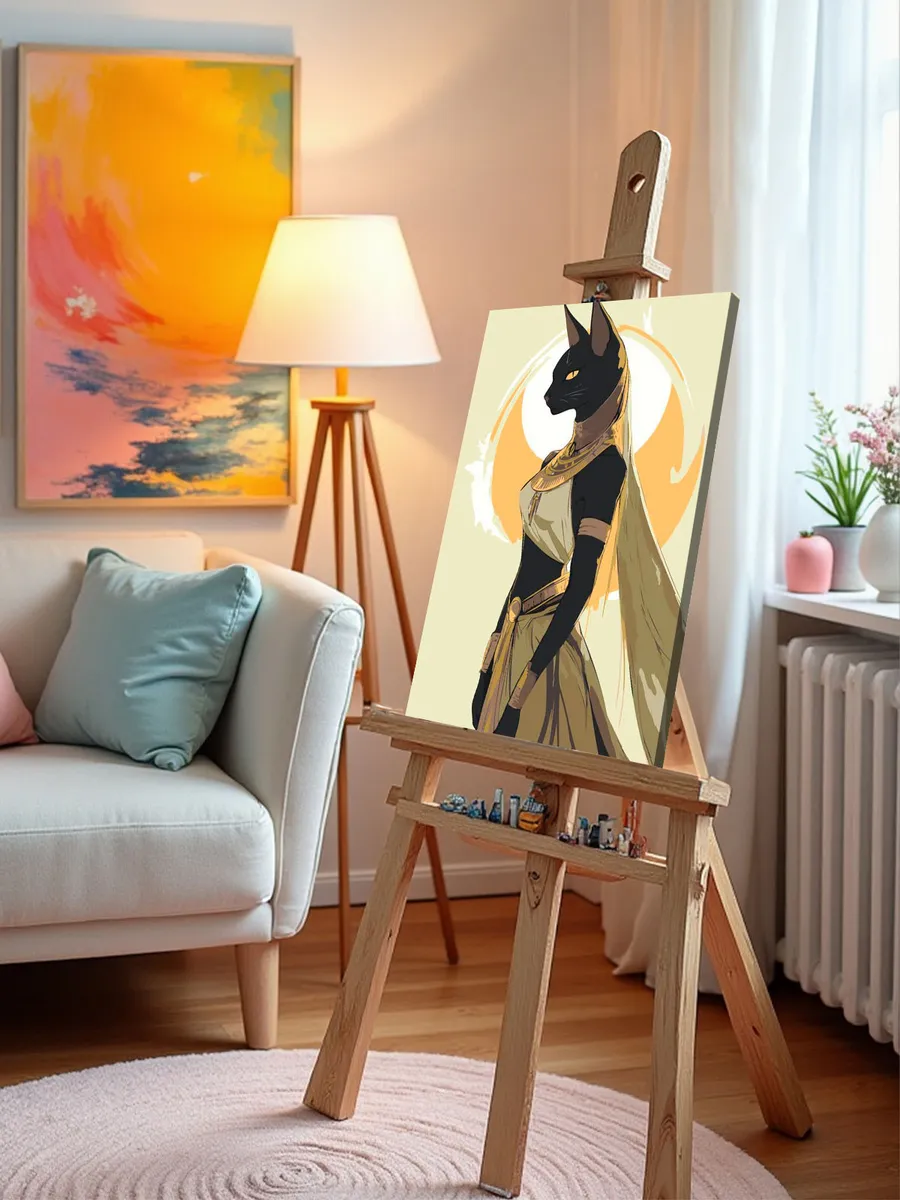 Картина по номерам «Египет: черная кошка аниме, Бастет» — картинка 9