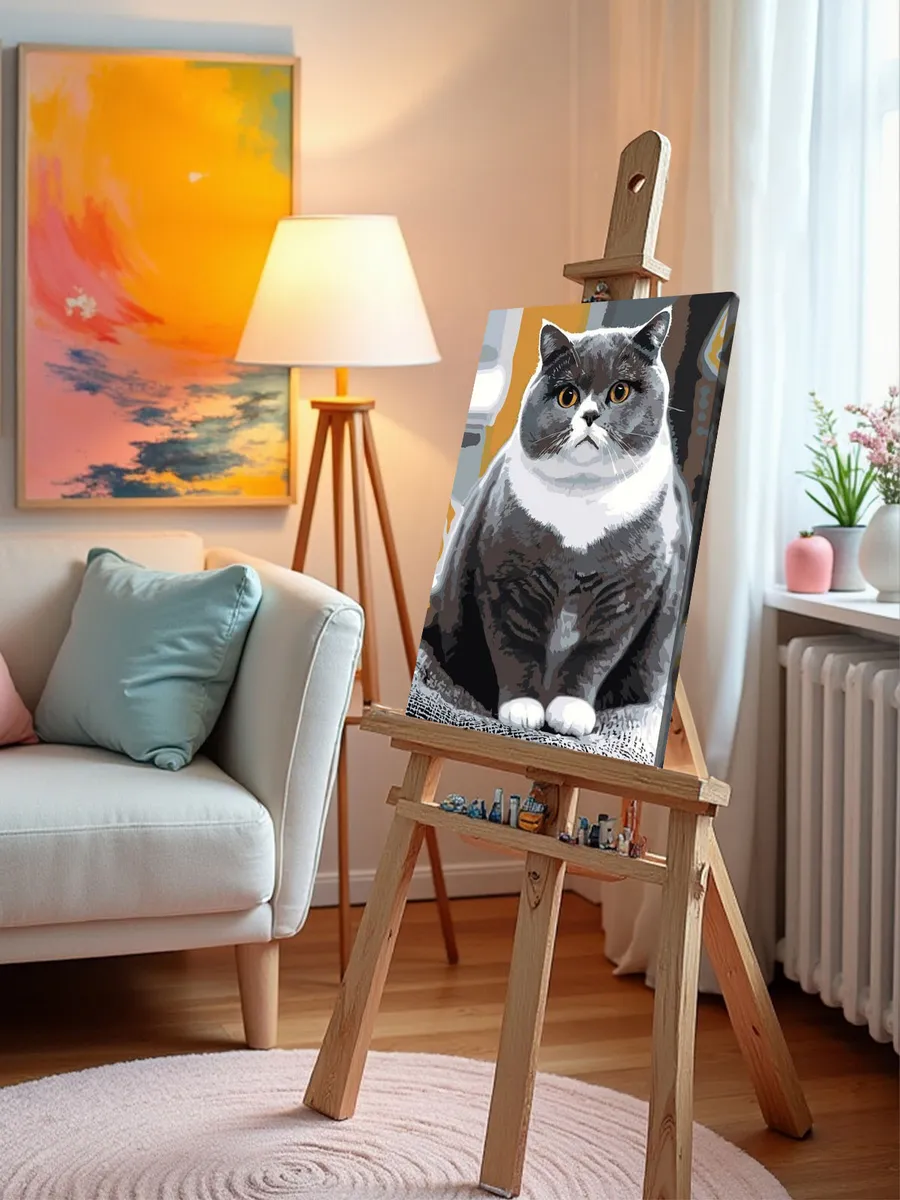 Картина по номерам «Кошки: толстый британский кот 40x50» — картинка 9