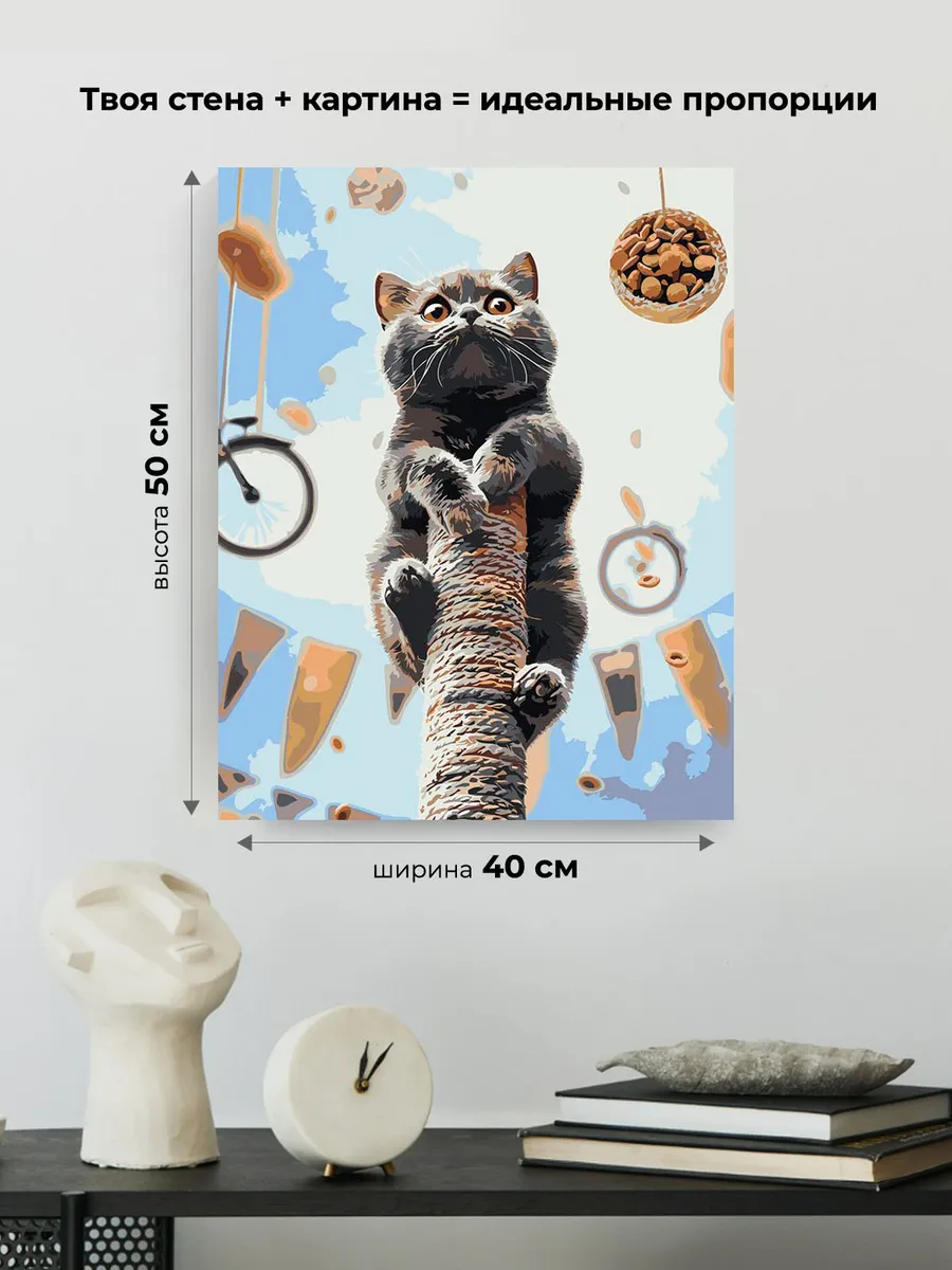 Картина по номерам «Кошки: британский кот, котенок 40x50» — картинка 3