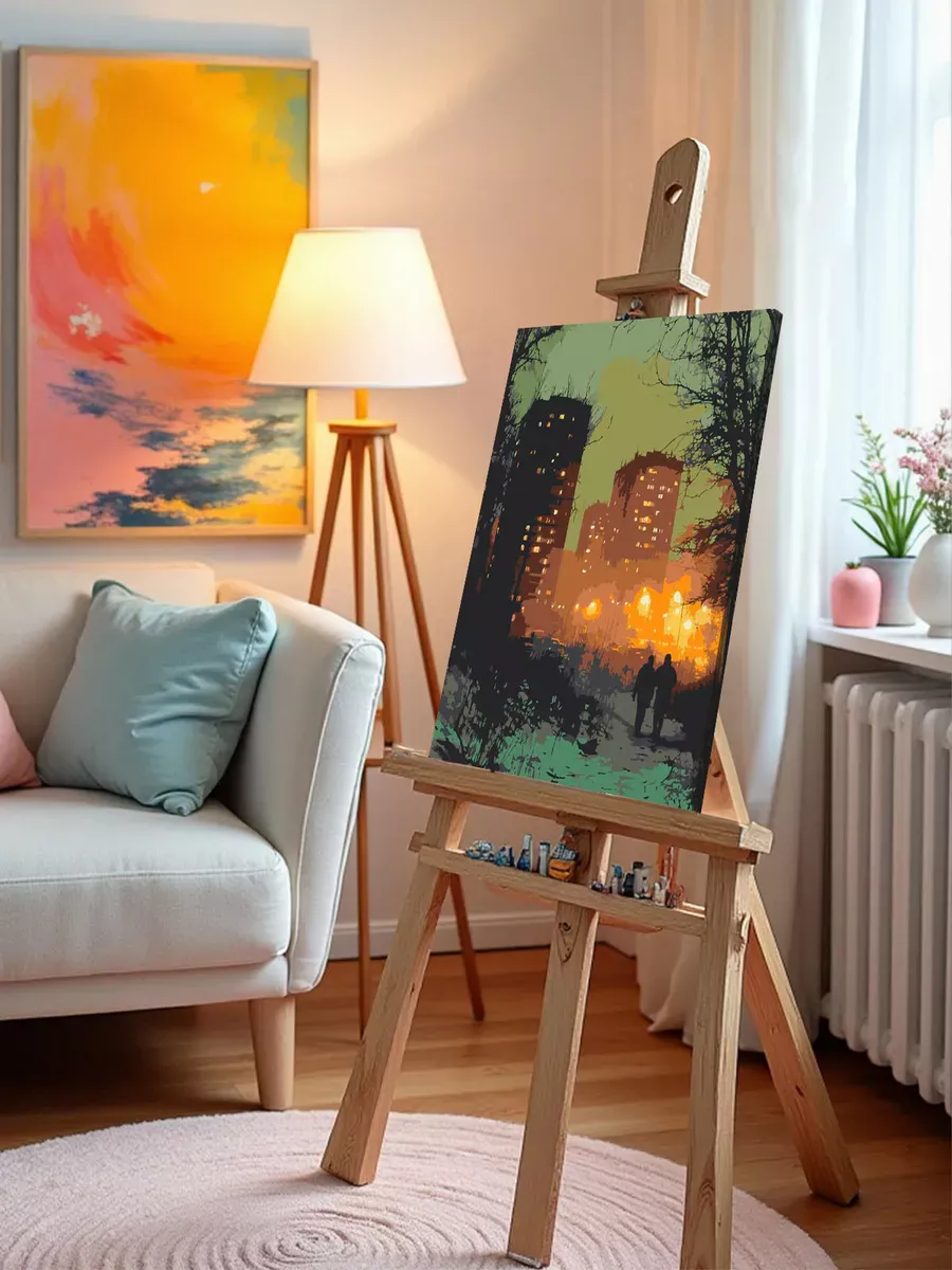 Картина по номерам «Панельки родные, ночной город 40x50» — картинка 9