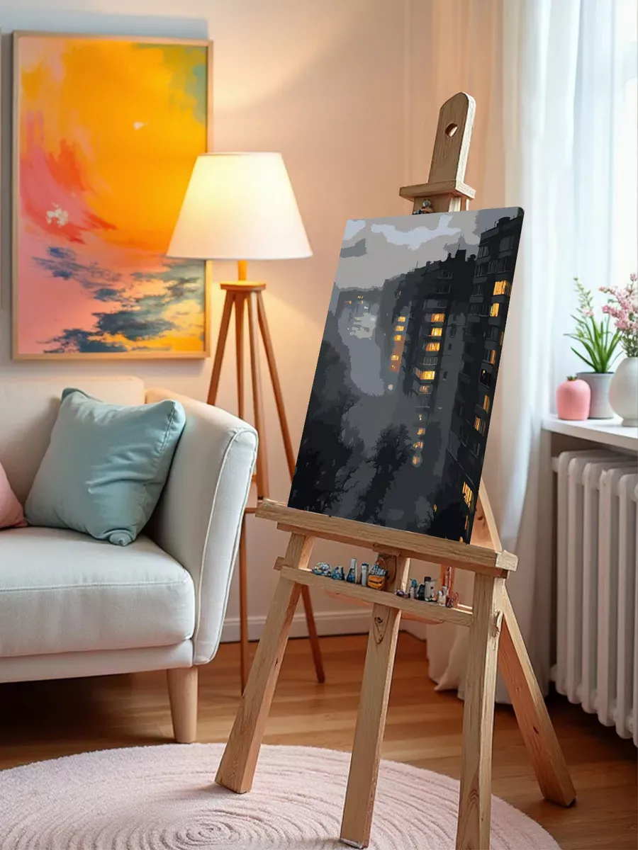 Картина по номерам «Панельки родные, ночной город 40x50» — картинка 9