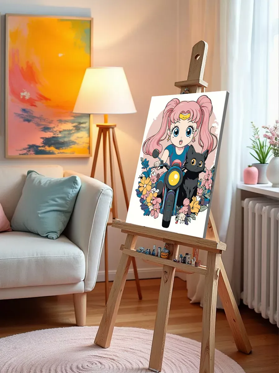 Картина по номерам «Аниме Сейлор Мун Sailor Moon: цветы и кот» — картинка 10