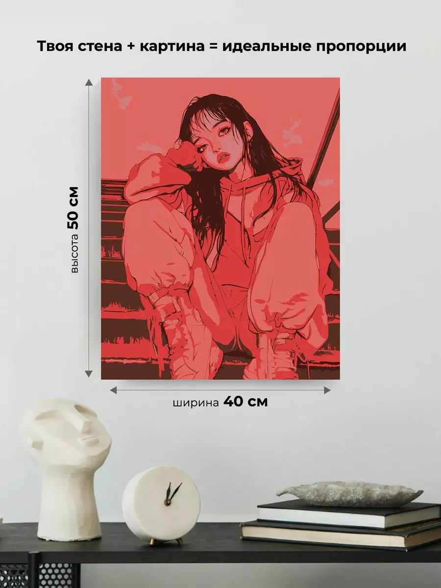 Картина по номерам «Девушка в стиле аниме, уличный стиль» — картинка 3