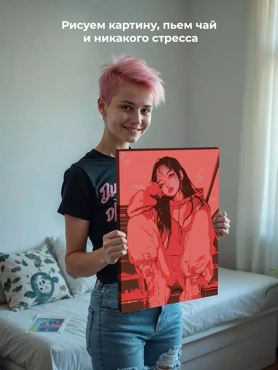 Картина по номерам «Девушка в стиле аниме, уличный стиль» — картинка 7