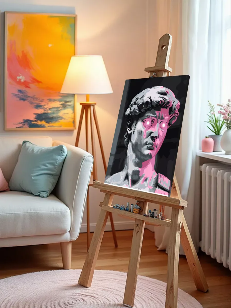 Картина по номерам «Розовая: статуя Давид монохром 40x50» — картинка 9