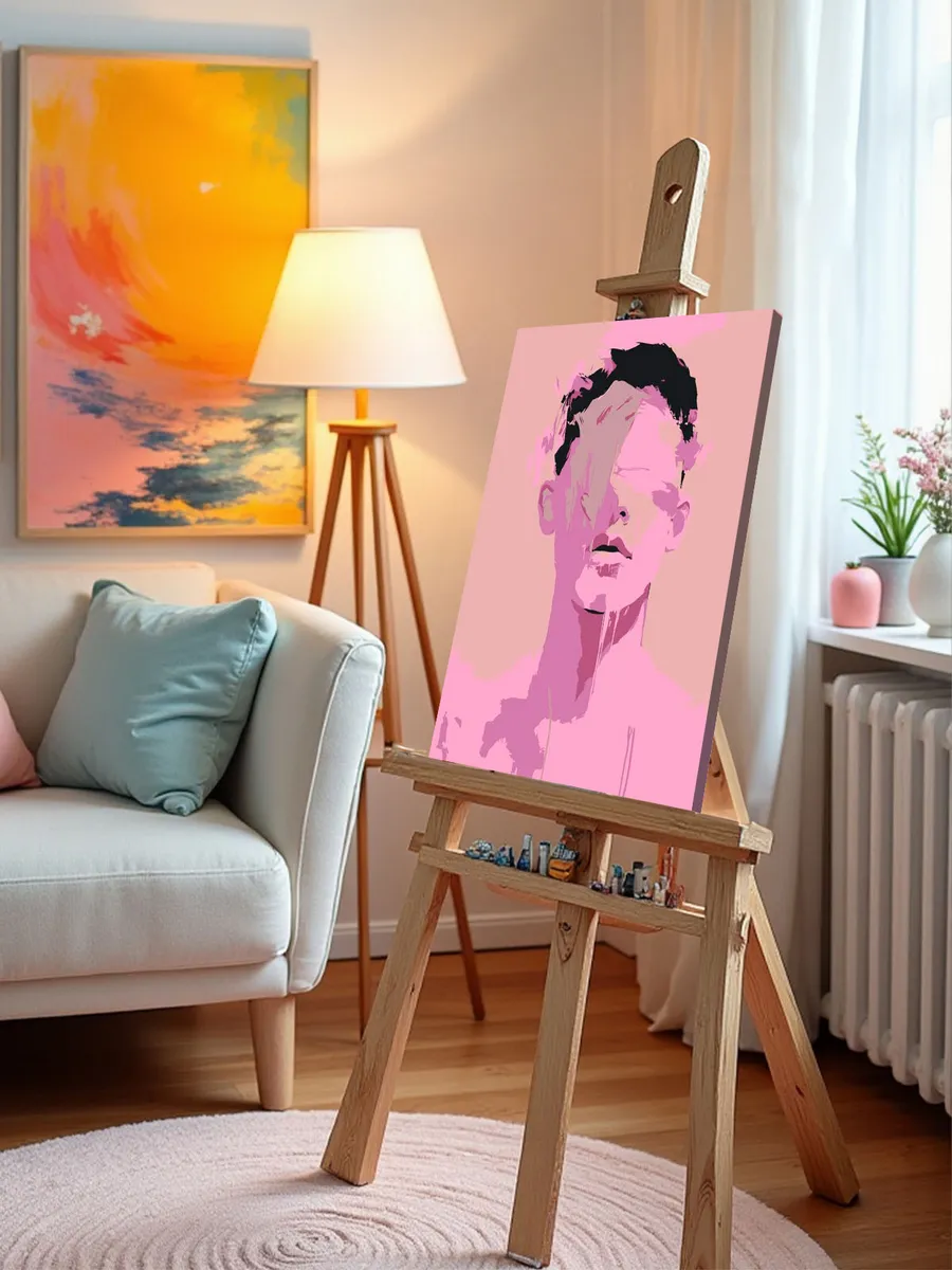 Картина по номерам «Розовая: парень в краске арт 40x50» — картинка 10