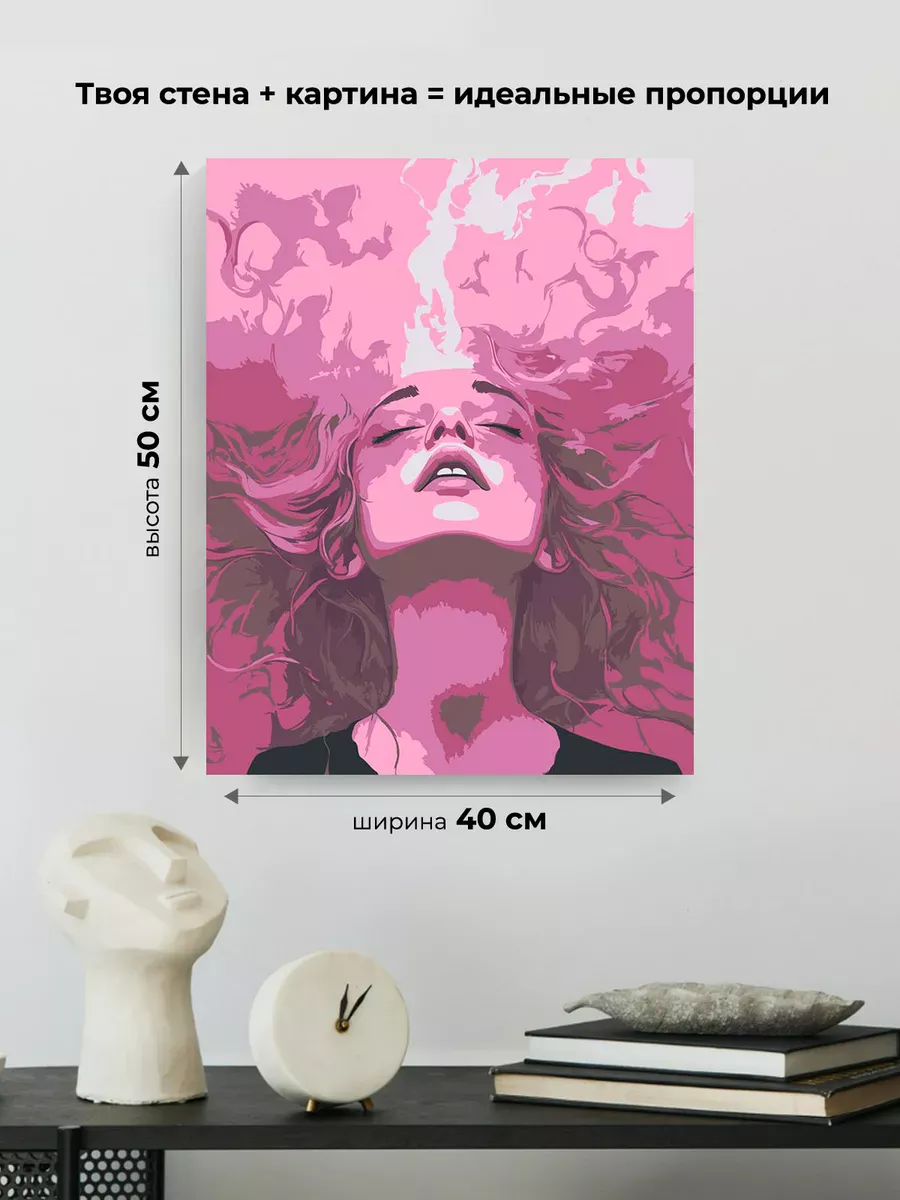 Картина по номерам «Розовая: девушка-вдохновение 40x50» — картинка 3