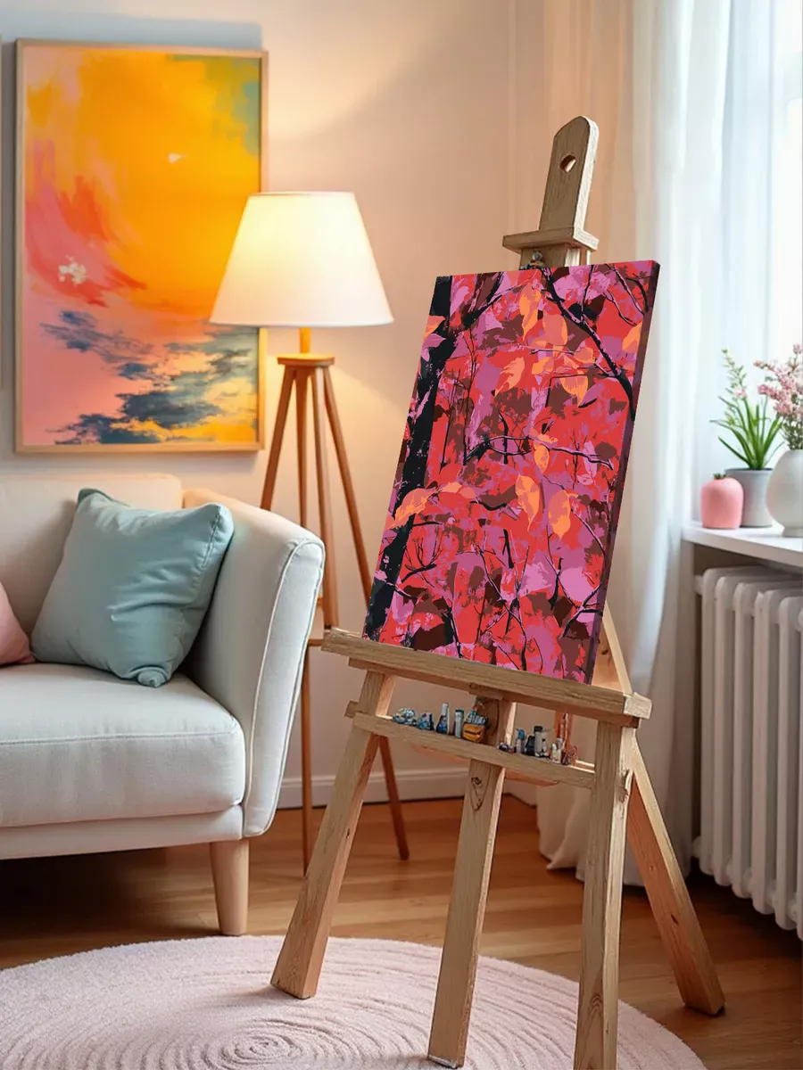 Картина по номерам «Розовая: осенние листья арт 40x50» — картинка 10