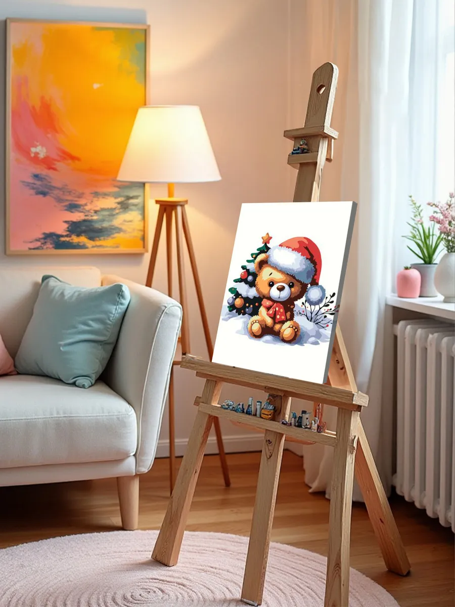 Картина по номерам «Детская, для детей: медвежонок, Новый год» — картинка 9