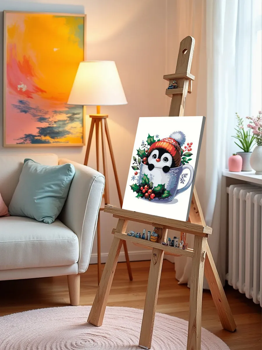 Картина по номерам «Детская, для детей: пингвин, Новый год» — картинка 9