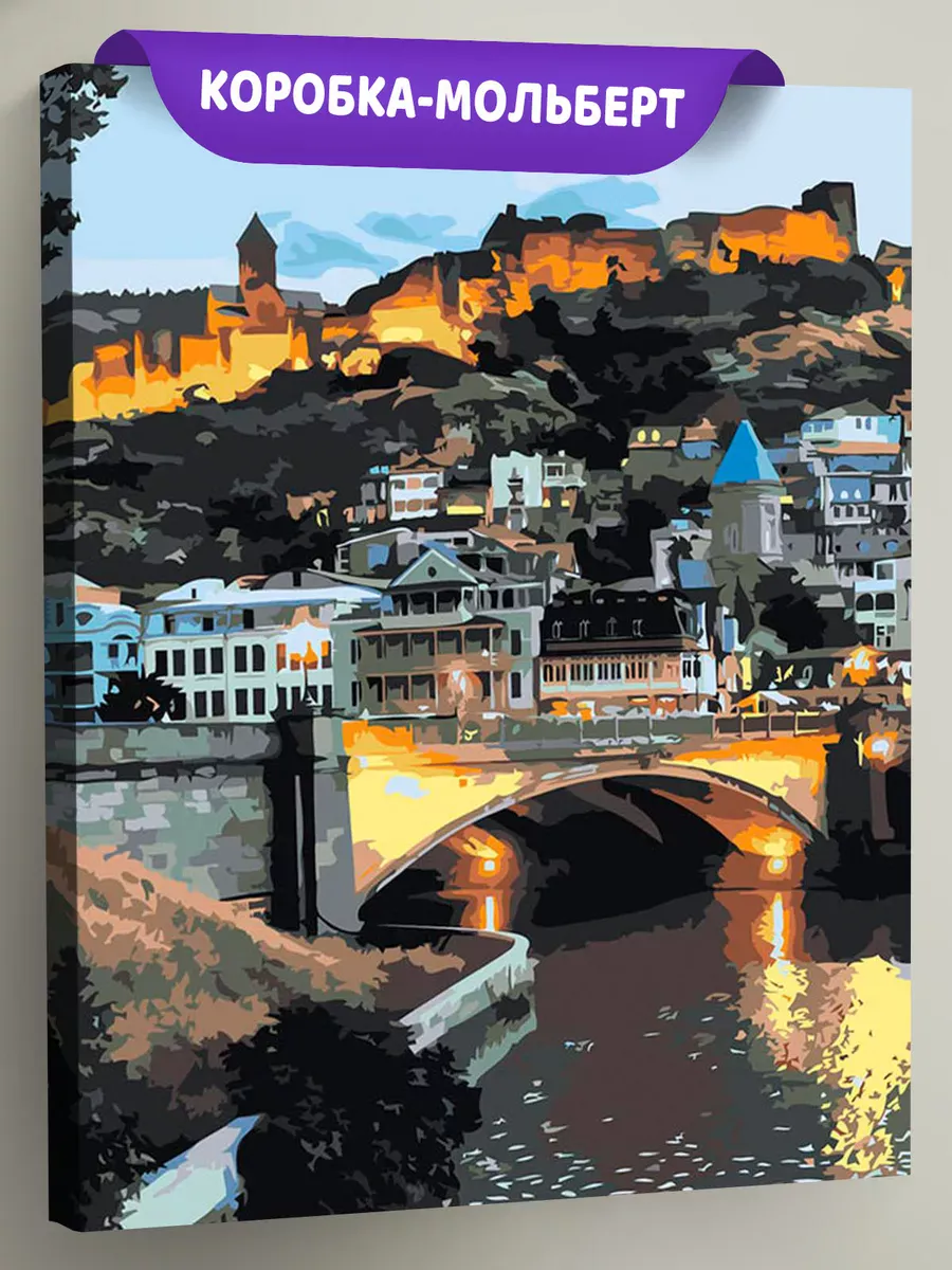 Картина по номерам «Кавказ, Грузия: крепость в Тбилиси, ночь»