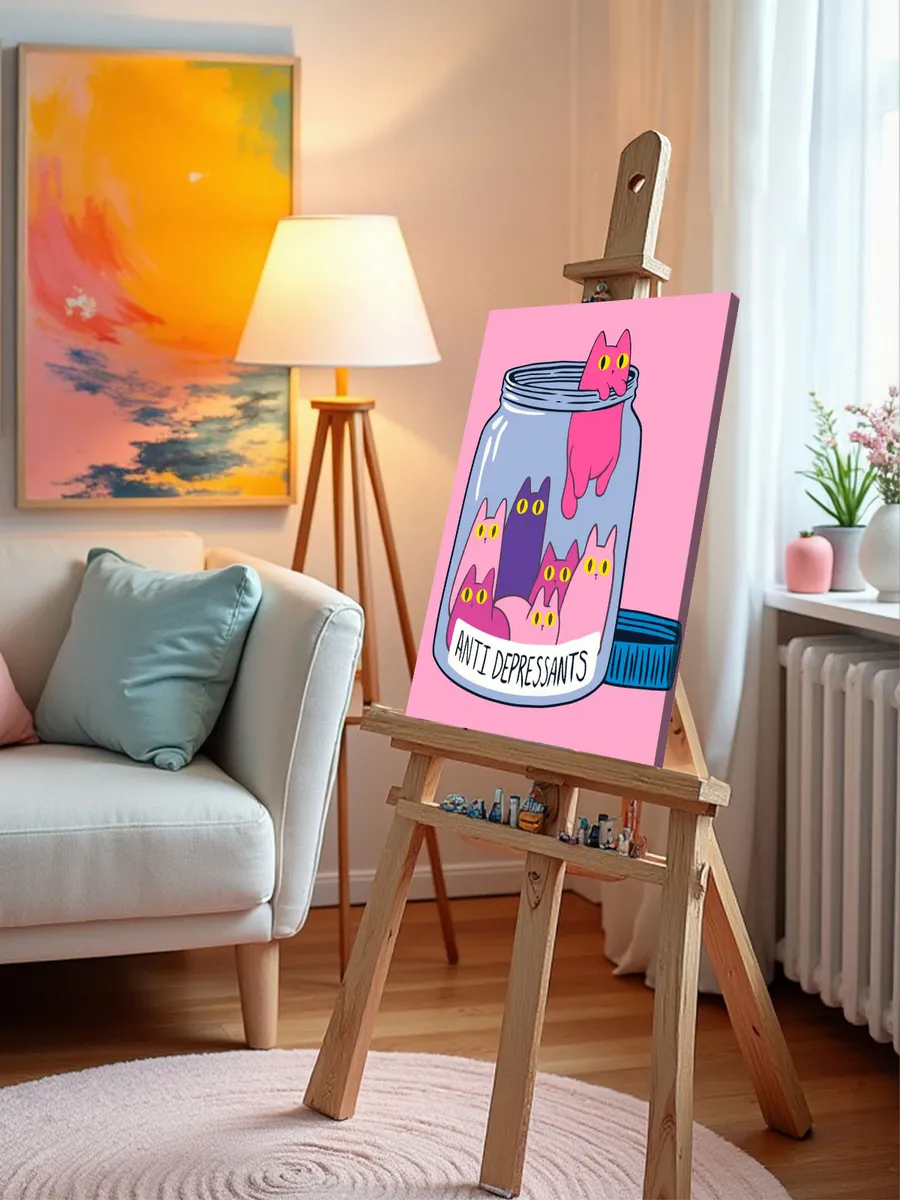 Картина по номерам «Коты и котики в баночке, таблетки 40x50» — картинка 10