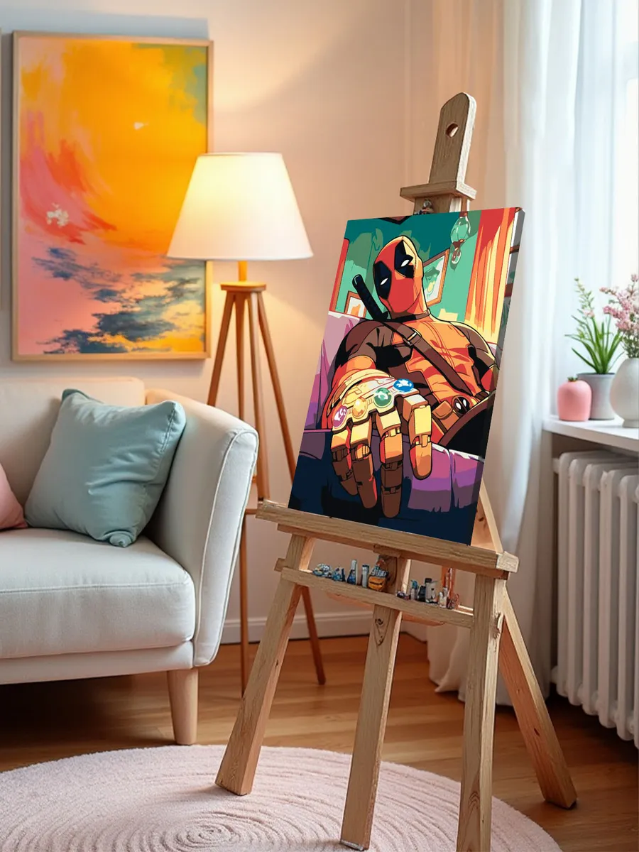 Картина по номерам «Марвел Marvel: Дедпул с перчаткой арт» — картинка 9