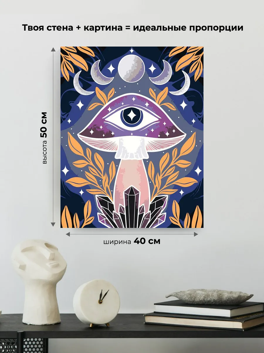 Картина по номерам «Таро, эзотерика: гриб, глаз и луна арт» — картинка 3