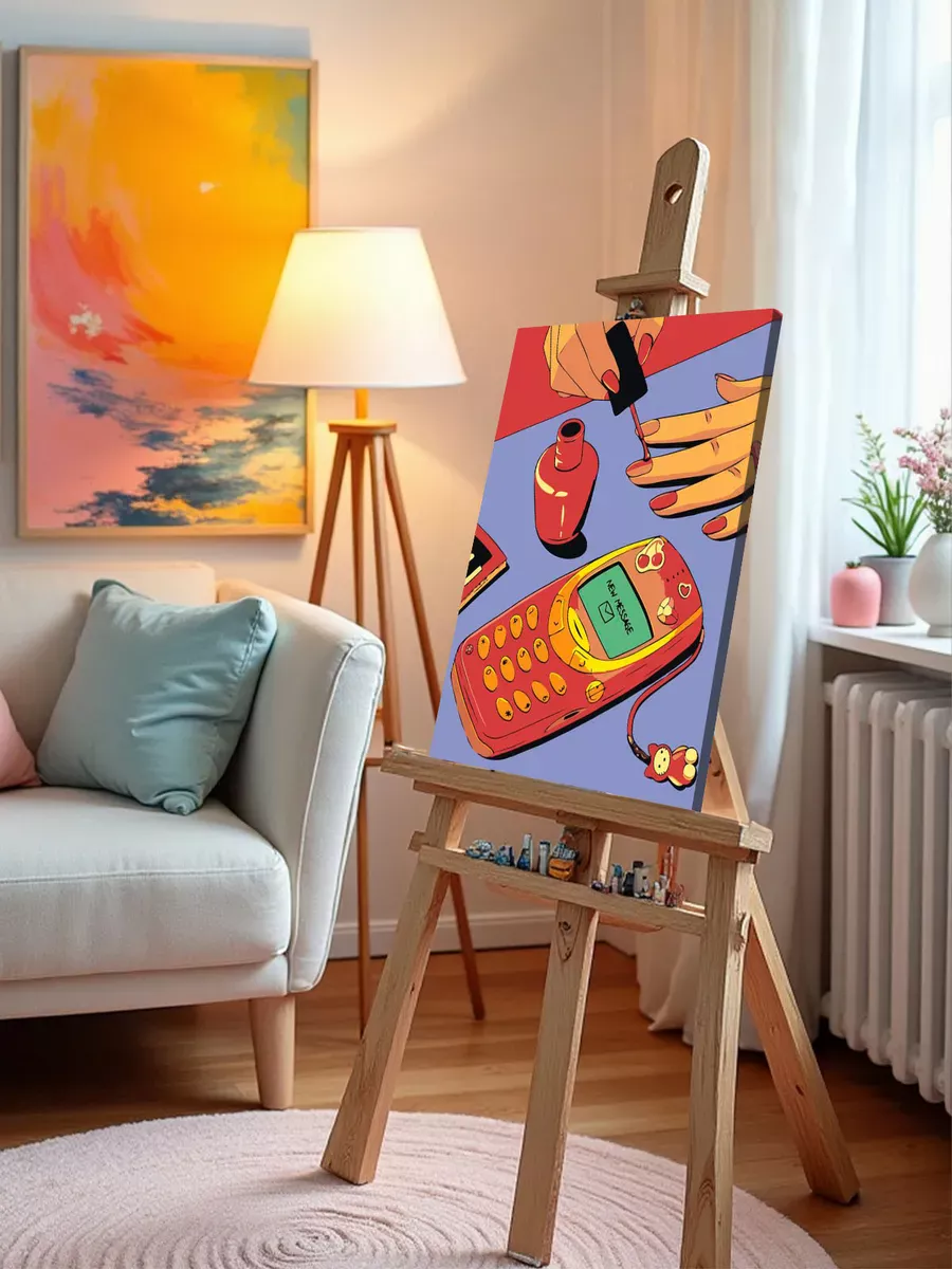 Картина по номерам «Y2K: маникюр и кнопочный телефон арт» — картинка 10