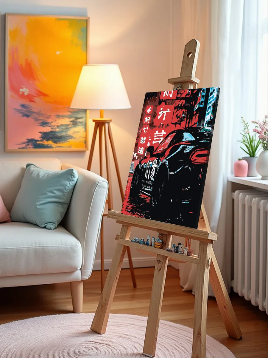 Картина по номерам «Машина Мазда на ночной улице, Япония» — картинка 10