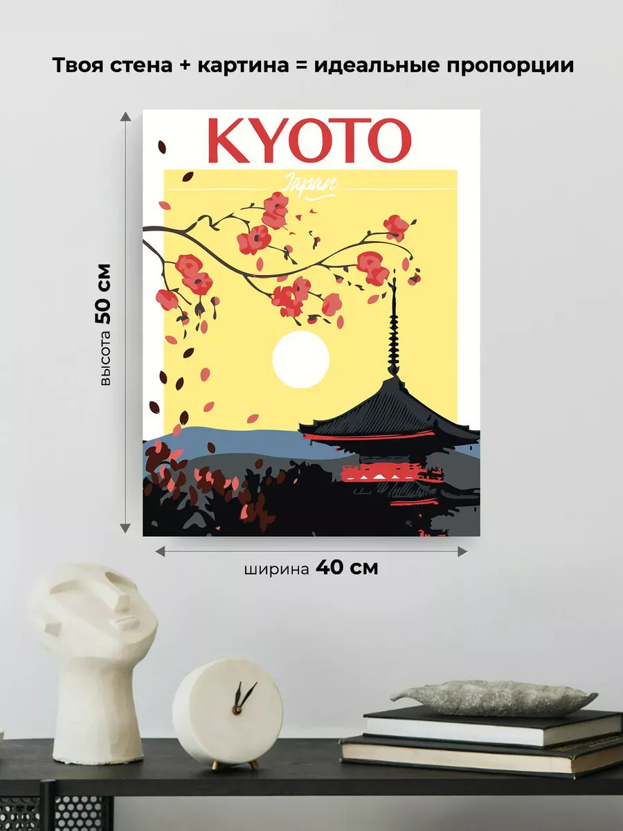 Картина по номерам «Япония, Киото: сакура и храм на восходе» — картинка 3