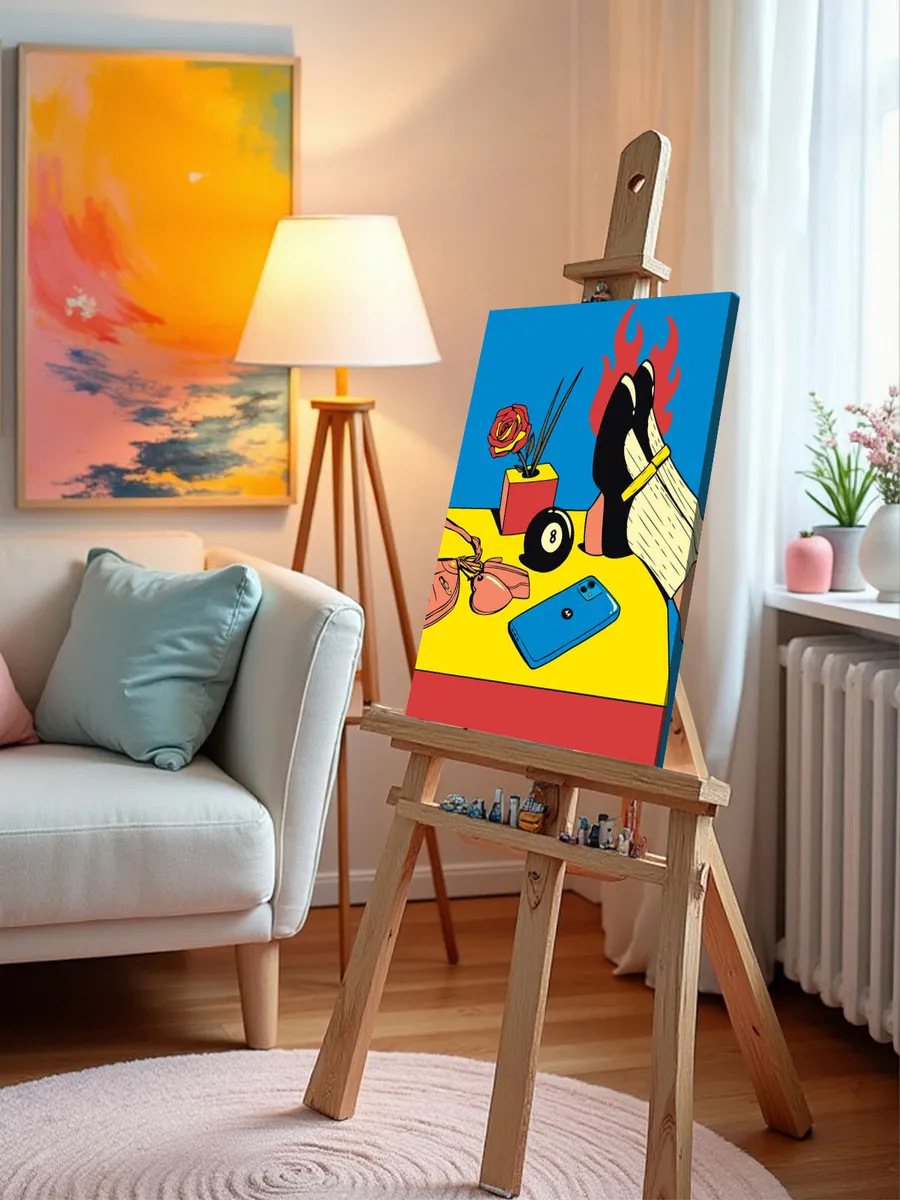 Картина по номерам «Современный натюрморт с розой и телефоном» — картинка 10