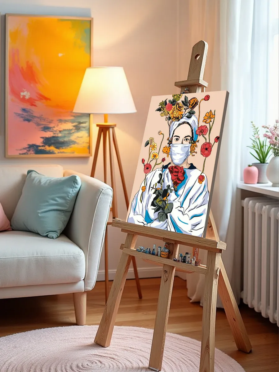 Картина по номерам «Медицина: девушка врач с цветами 40x50» — картинка 9