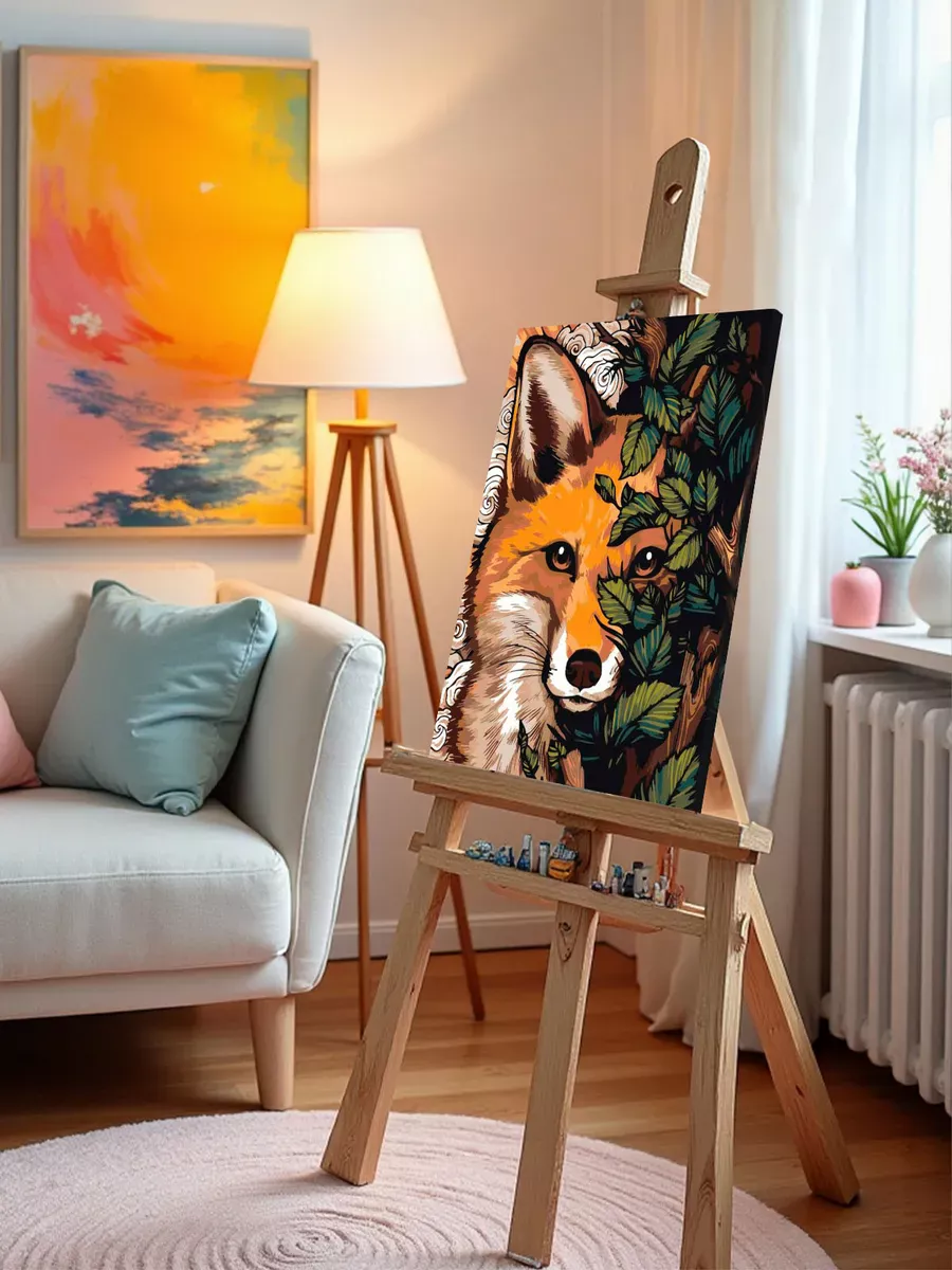 Картина по номерам «Милая лиса Алиса в листьях, животные» — картинка 10