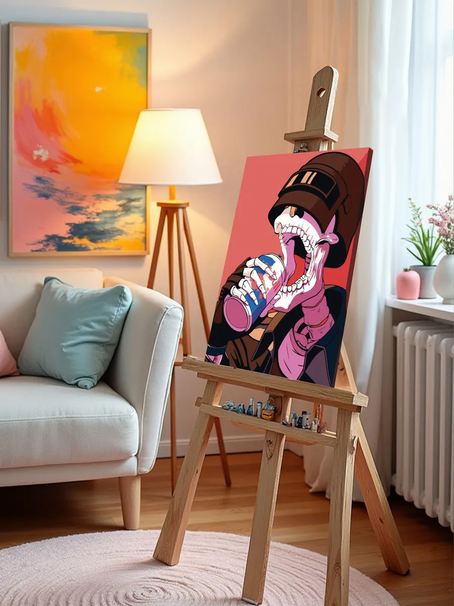 Картина по номерам «Игра аниме ПАБГ PUBG: скелет в шлеме» — картинка 10