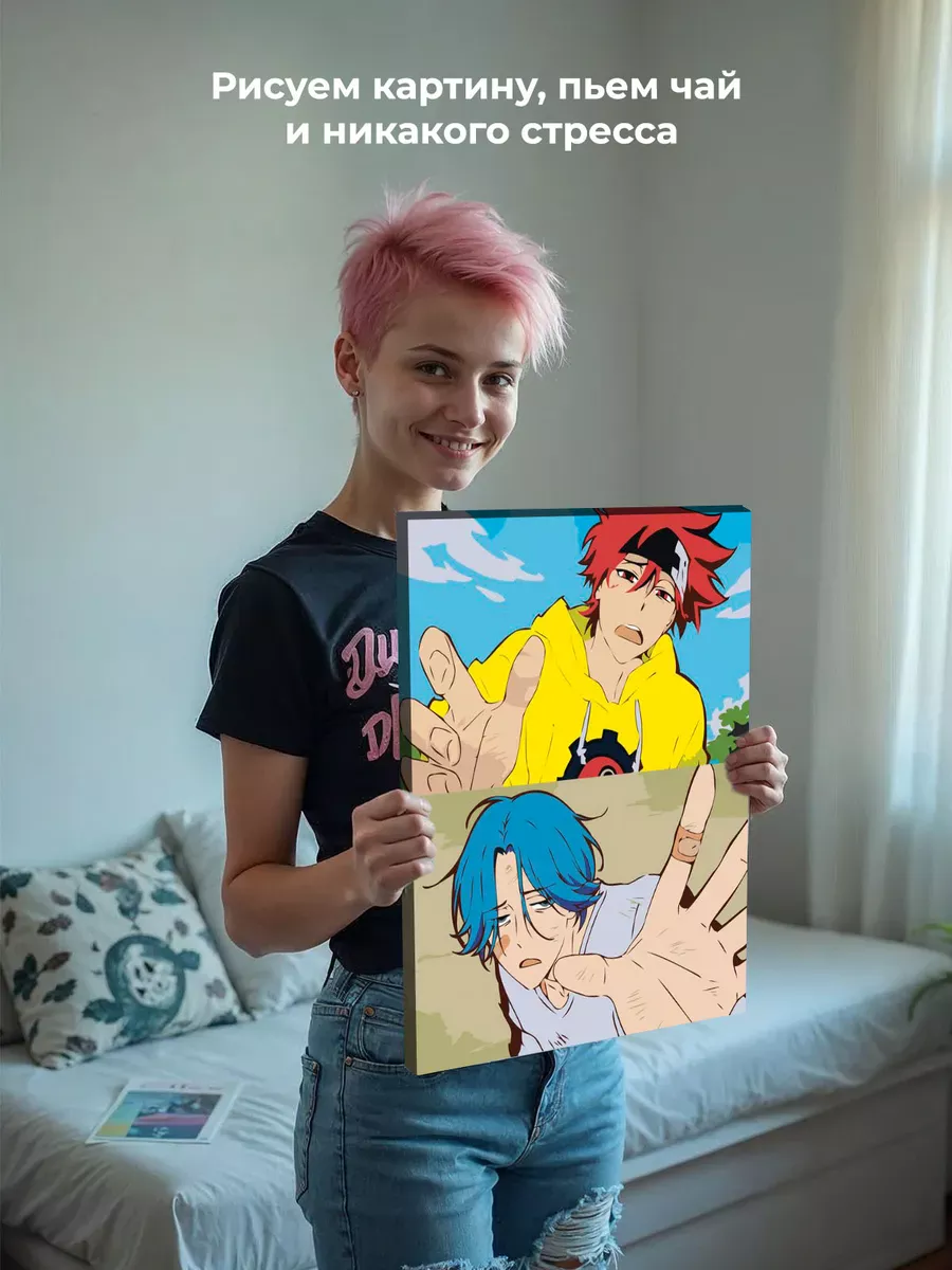 Картина по номерам «Аниме Скейт Бесконечность: Ланга и Рэки» — картинка 6