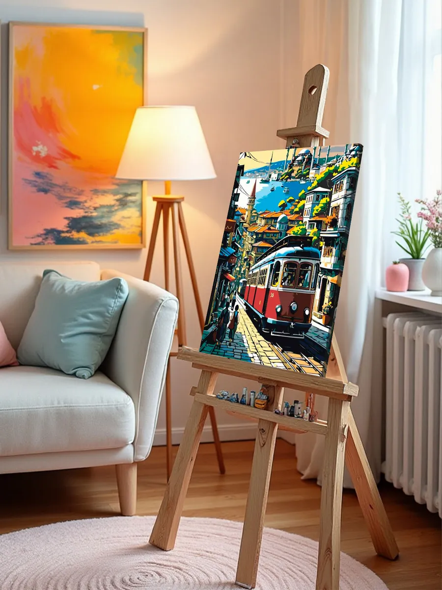 Картина по номерам «Стамбул, Турция: трамвай и мечеть арт» — картинка 10