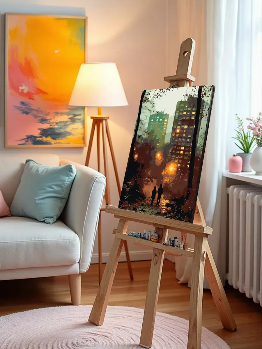 Картина по номерам «Панельки родные, осень, вид на город» — картинка 9