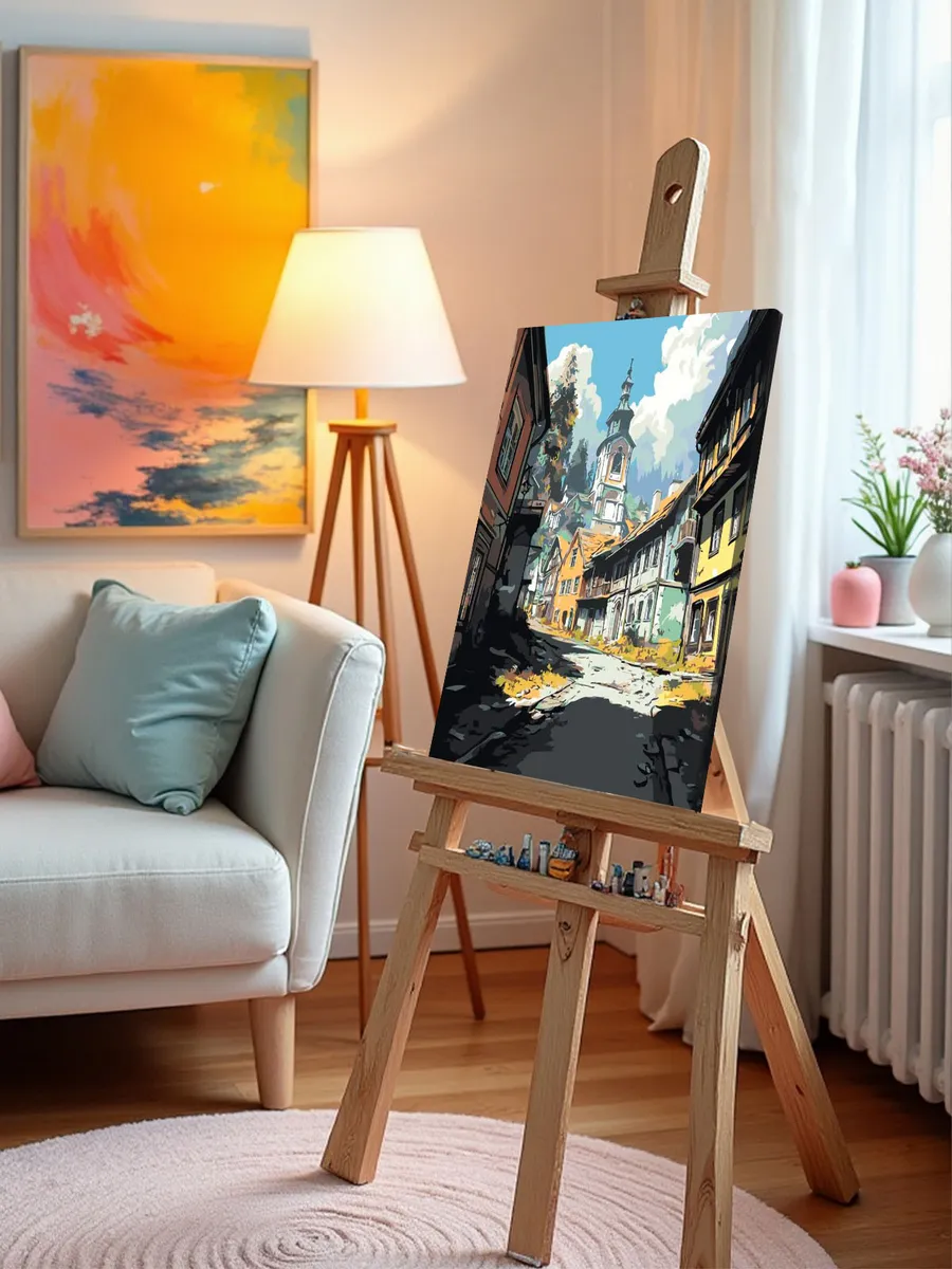 Картина по номерам «Старая церковь в горной деревне, пейзаж» — картинка 10