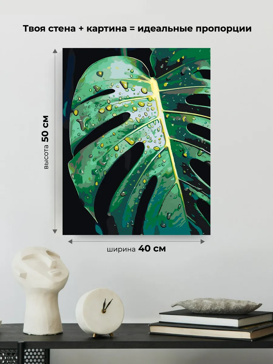 Картина по номерам «Цветы и растения: монстера с каплями» — картинка 3
