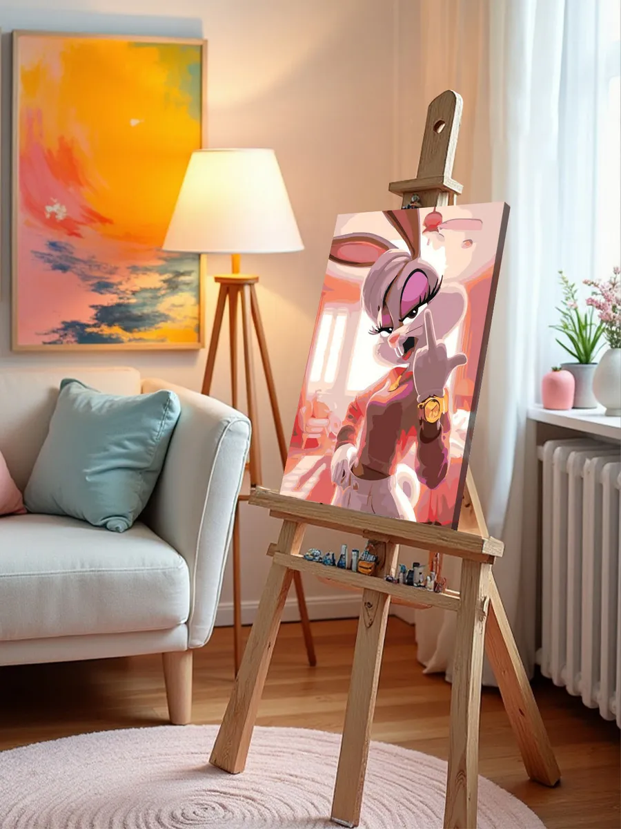 Картина по номерам «Кролик Лола Банни в розовом, гламур» — картинка 10
