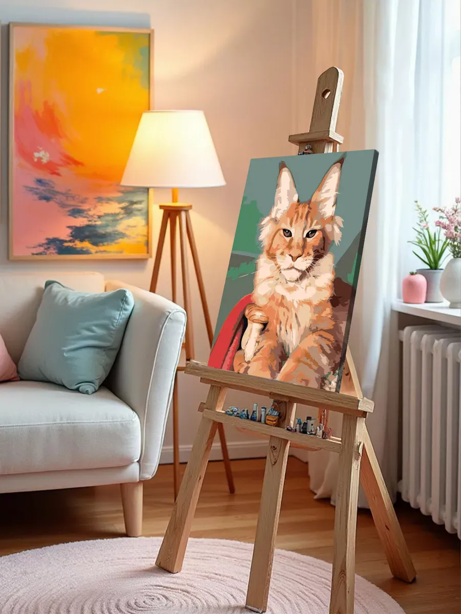Картина по номерам «Коты и кошки: рыжий котик мейн-кун» — картинка 10