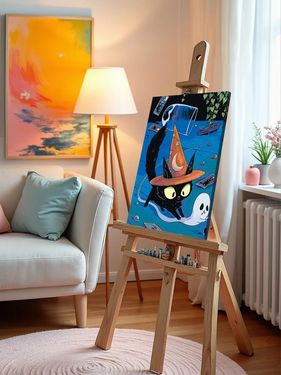 Картина по номерам «Черный кот и карты таро, мистика арт» — картинка 10