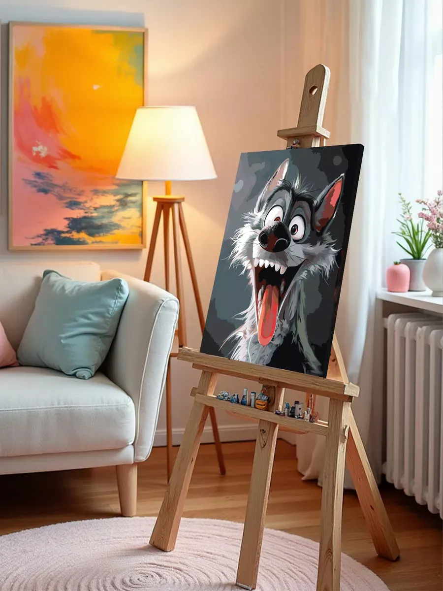 Картина по номерам «Удивленный волк, арт в стиле Дисней» — картинка 9