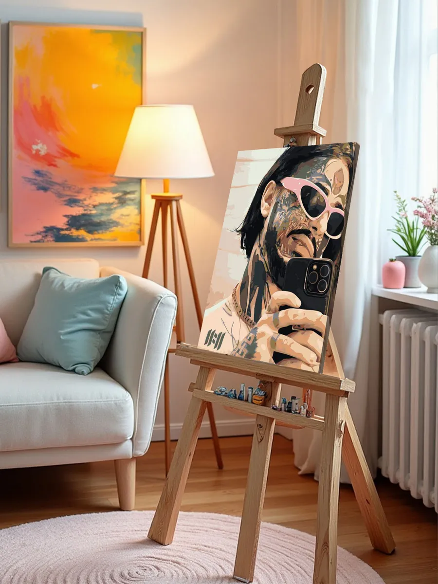 Картина по номерам «Рэпер Кишлак: селфи портрет в очках, тату» — картинка 9