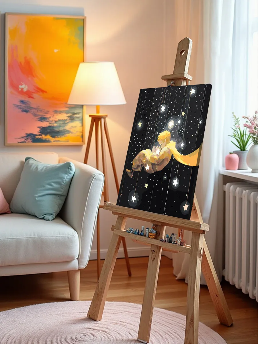 Картина по номерам «Маленький принц и звезды арт, сказка» — картинка 9