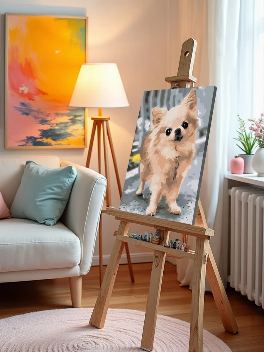 Картина по номерам «Собаки: пушистая чихуахуа на улице» — картинка 10