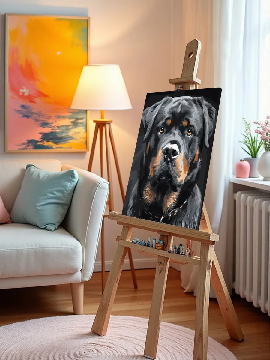 Картина по номерам «Собаки: ротвейлер, домашние животные» — картинка 9
