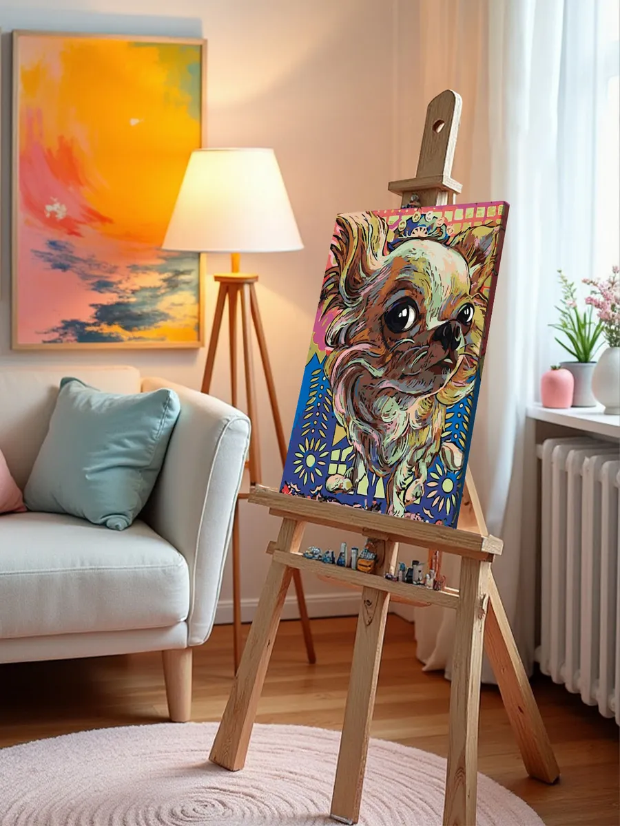 Картина по номерам «Собаки: длинношерстная чихуахуа арт» — картинка 10