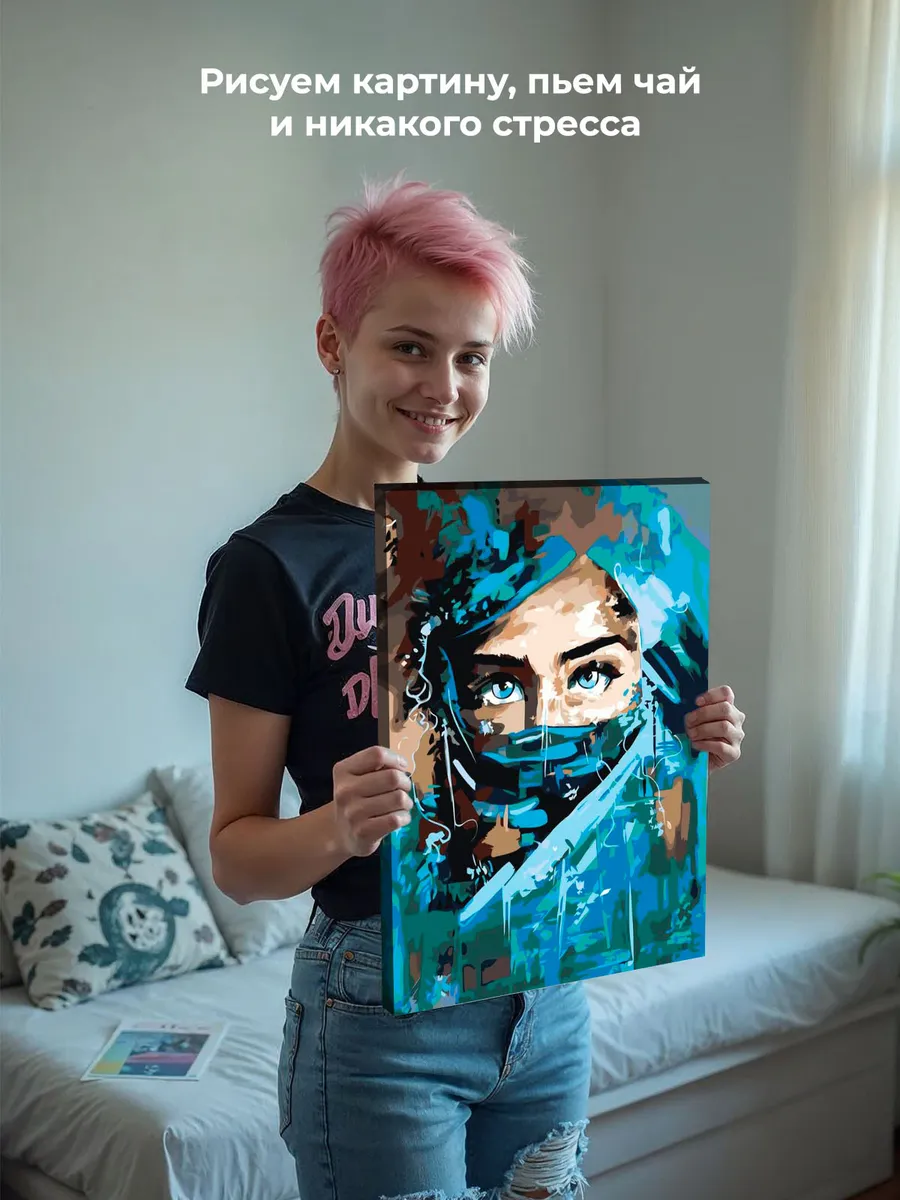 Картина по номерам «Медицина: девушка медсестра в маске» — картинка 6