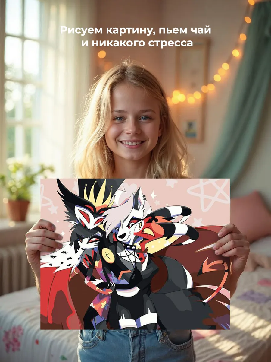 Картина по номерам «Адский босс, Отель Хазбин: Луна, Столас» — картинка 6