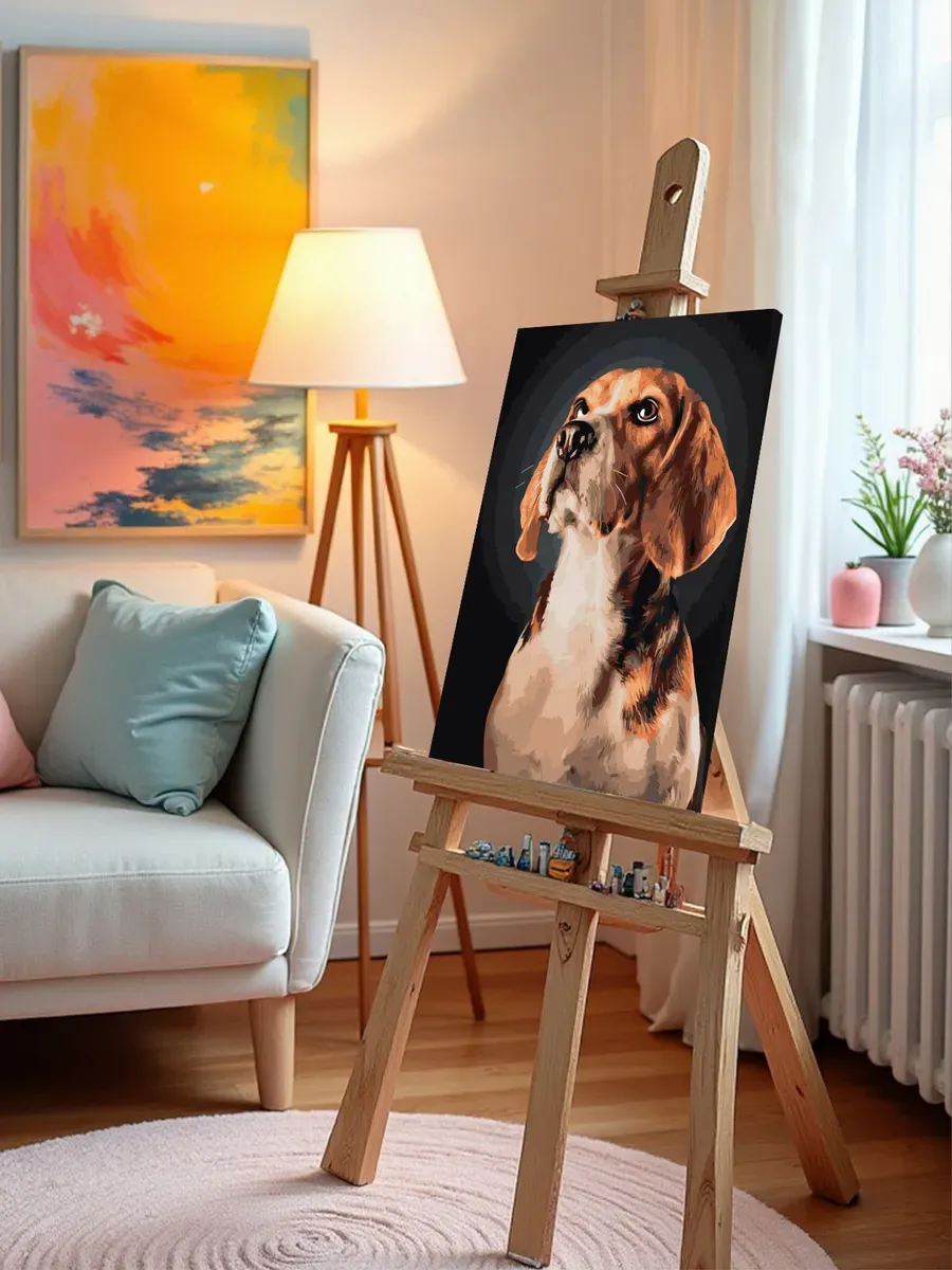 Картина по номерам «Собаки: щенок бигль, домашние животные» — картинка 9