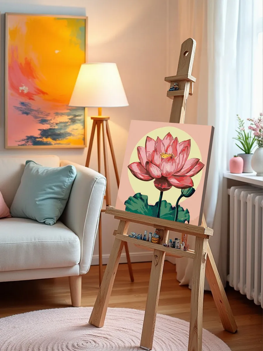 Картина по номерам «Религия буддизм: цветок лотоса розовый» — картинка 10