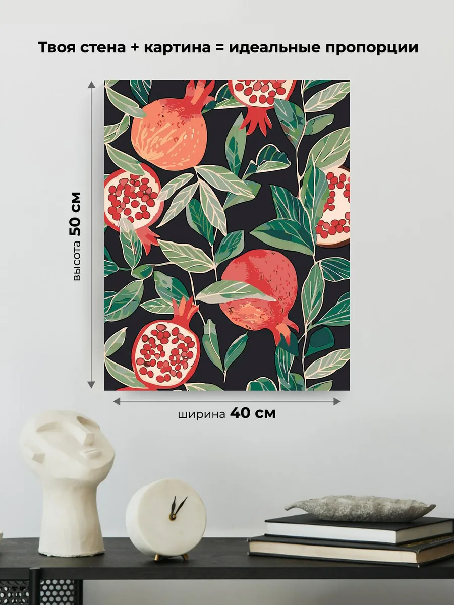 Картина по номерам «Красные гранаты арт, иллюстрация» — картинка 3