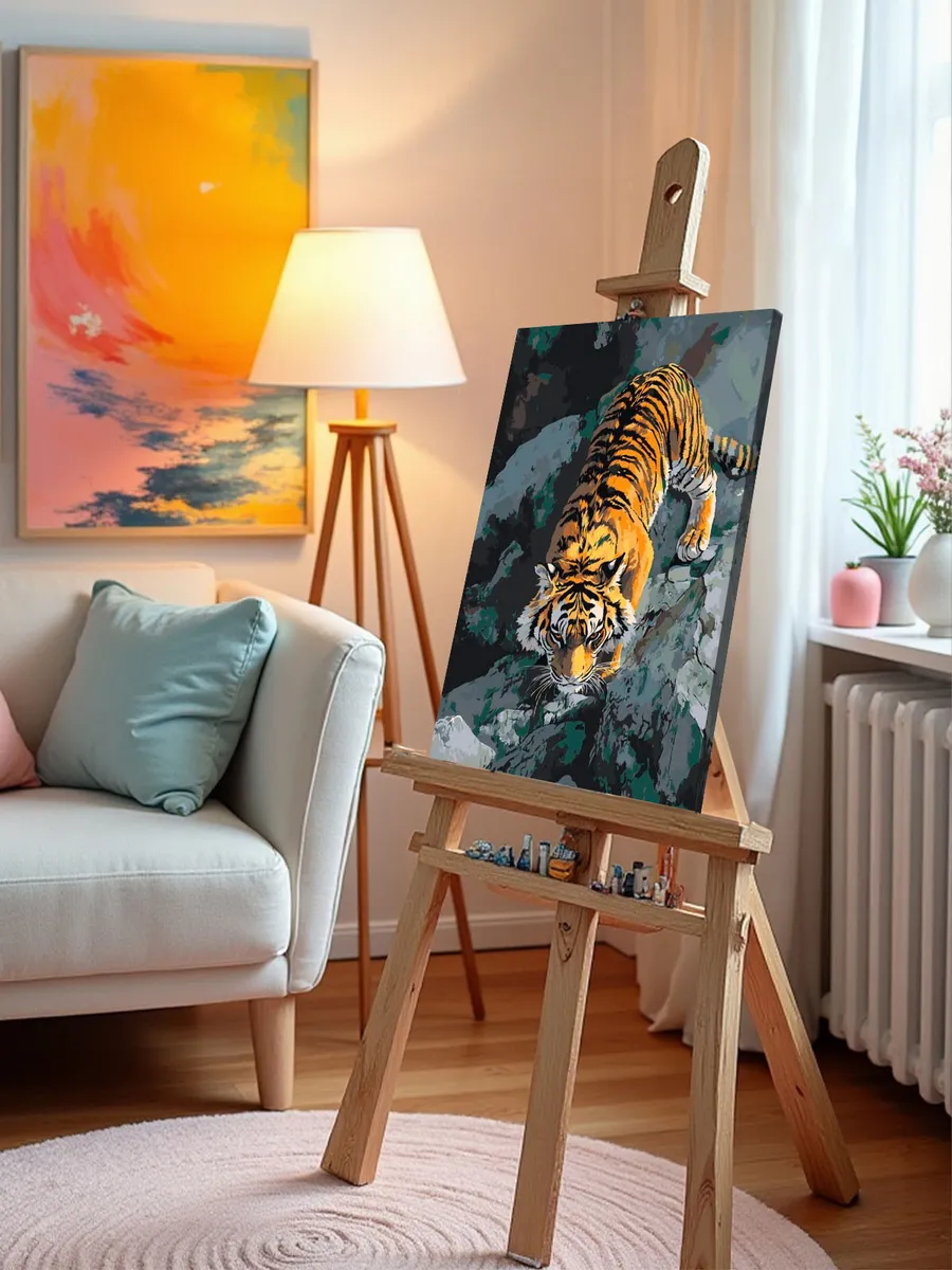 Картина по номерам «Животные: тигр в горах, природа» — картинка 10