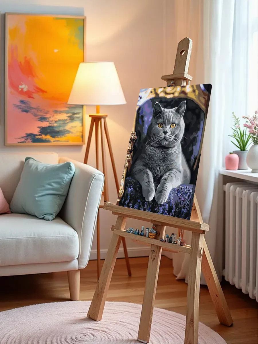 Картина по номерам «Кошки: серый британец, британский кот» — картинка 9