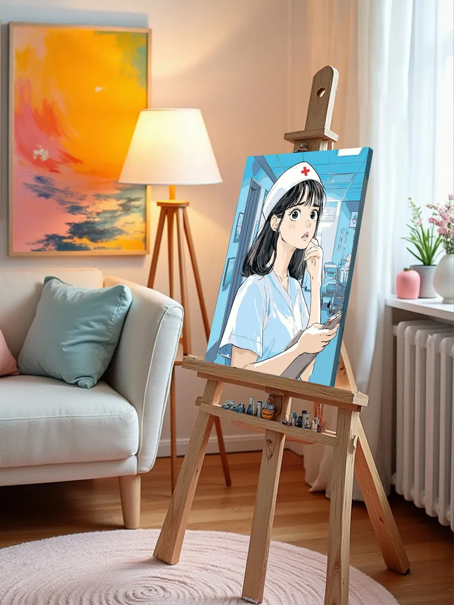 Картина по номерам «Медицина: девушка медсестра в стиле аниме» — картинка 10