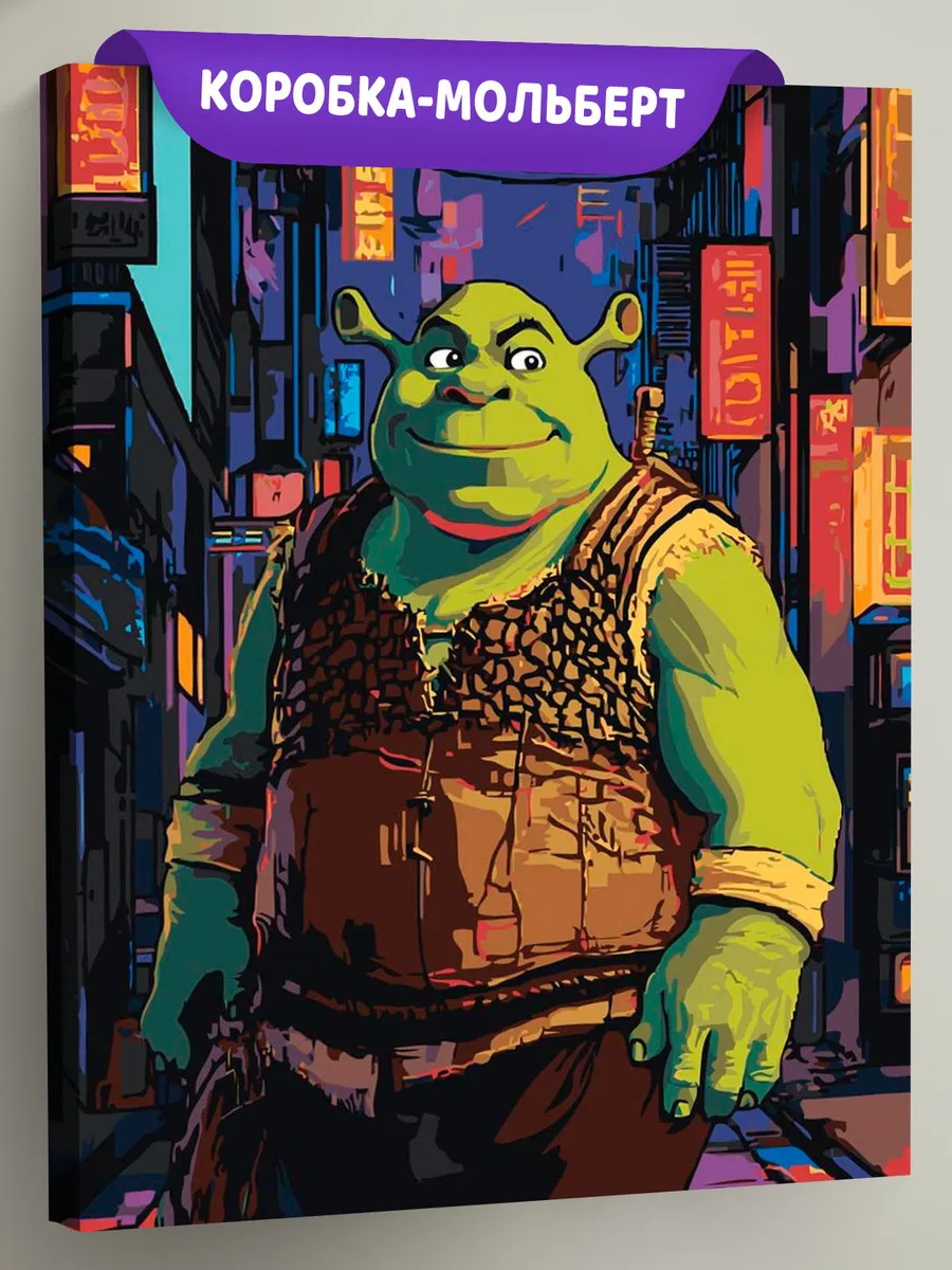 Картина по номерам «Шрек в Токио в свете неона, Япония»